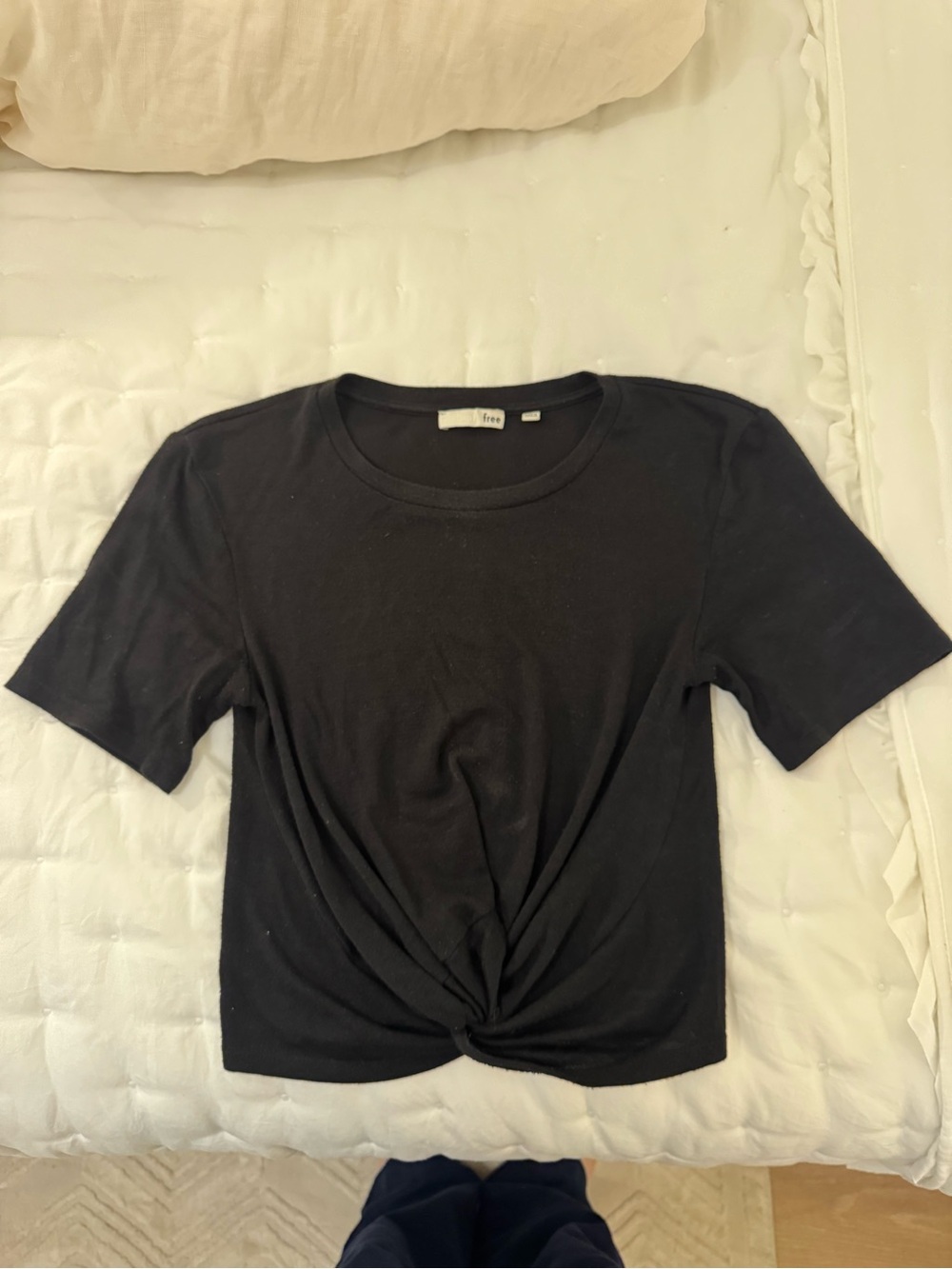 Wilfred Free Black Twist-Front Short Sleeve Tee Shirt